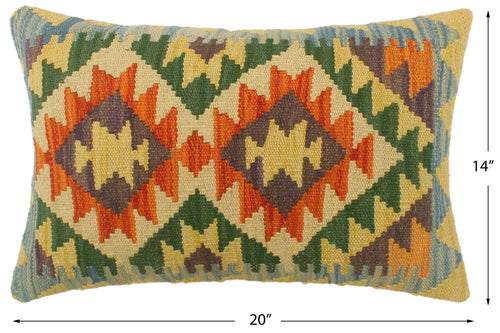 handmade Tribal Rust Blue Hand-Woven RECTANGLE 100% WOOL Pillow