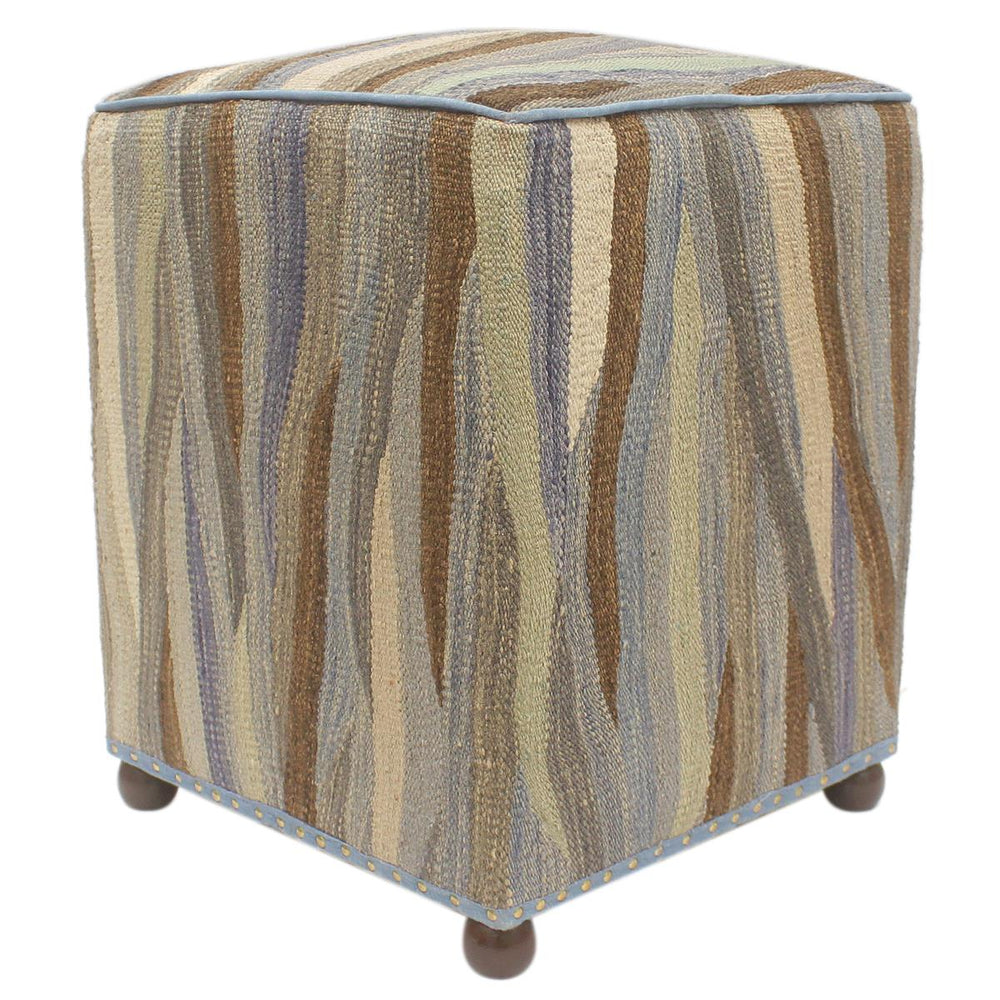 handmade Modern Ottoman Blue Beige Hand-made SQUARE handmade ottoman pouf15 x 15 x 21