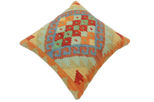 handmade Tribal Turkish Antique Rust Blue Hand-Woven SQUARE 100% WOOL pillow
