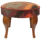 handmade Traditional Victorianot Orange Gray Hand-made ROUND Vegetable dyed wool and wood 23 x 23 x 18
