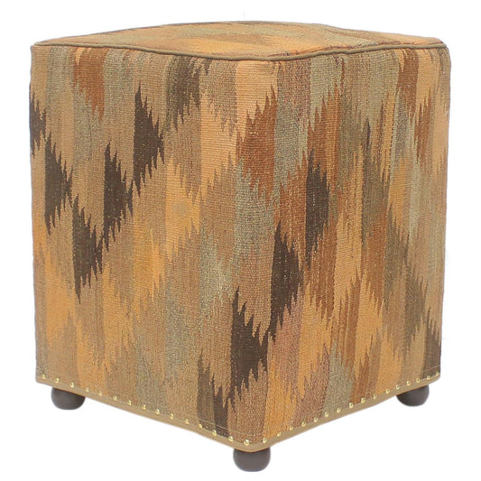 handmade Traditional Ottoman Orange Brown Hand-made SQUARE handmade ottoman pouf15 x 15 x 20