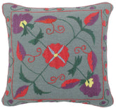 handmade Pillow Gray Red Hand-Woven SQUARE 100% Wool Suzani Throw Pillow