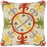 handmade Pillow Beige Rust Hand-Woven SQUARE 100% Wool Suzani Throw Pillow