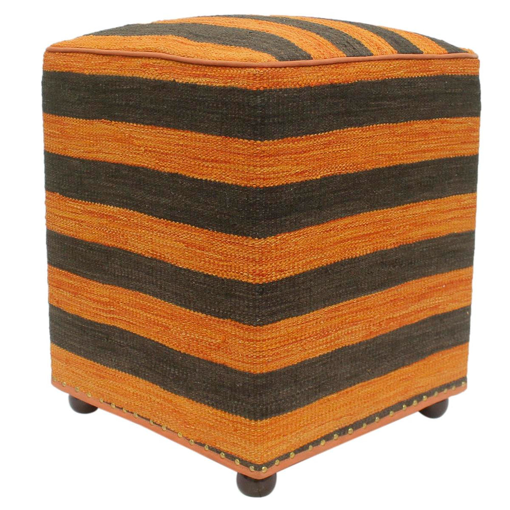 handmade Modern Ottoman Orange Black Hand-made SQUARE handmade ottoman pouf15 x 15 x 20