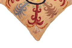 handmade Traditional Pillow Orange Red Hand-Woven SQUARE 100% WOOL Handmade pillow