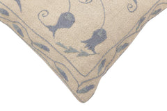 handmade Traditional Pillow Beige Blue Hand-Woven SQUARE 100% WOOL Handmade pillow