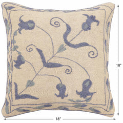 handmade Traditional Pillow Beige Blue Hand-Woven SQUARE 100% WOOL Handmade pillow