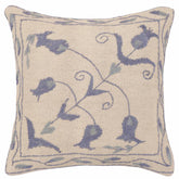 handmade Traditional Pillow Beige Blue Hand-Woven SQUARE 100% WOOL Handmade pillow