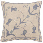 handmade Traditional Pillow Beige Blue Hand-Woven SQUARE 100% WOOL Handmade pillow