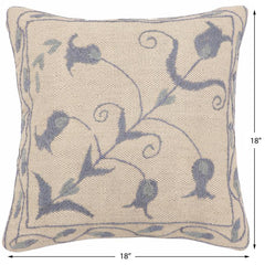 handmade Traditional Pillow Beige Blue Hand-Woven SQUARE 100% WOOL Handmade pillow