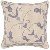 handmade Traditional Pillow Beige Blue Hand-Woven SQUARE 100% WOOL Handmade pillow