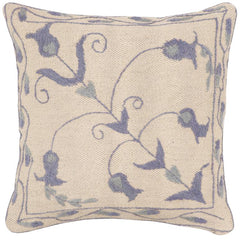 handmade Traditional Pillow Beige Blue Hand-Woven SQUARE 100% WOOL Handmade pillow