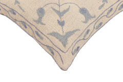 handmade Traditional Pillow Beige Blue Hand-Woven SQUARE 100% WOOL Handmade pillow