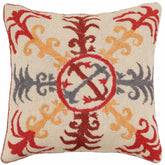 handmade Traditional Pillow Beige Red Hand-Woven SQUARE 100% WOOL Handmade pillow