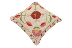 handmade Traditional Pillow Beige Red Hand-Woven SQUARE 100% WOOL Handmade pillow