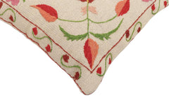 handmade Traditional Pillow Beige Red Hand-Woven SQUARE 100% WOOL Handmade pillow