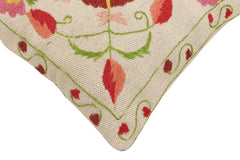 handmade Traditional Pillow Beige Red Hand-Woven SQUARE 100% WOOL Handmade pillow