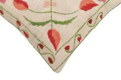 handmade Traditional Pillow Beige Red Hand-Woven SQUARE 100% WOOL Handmade pillow