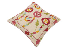 handmade Traditional Pillow Beige Burgundy Hand-Woven SQUARE 100% WOOL Handmade pillow