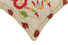 handmade Traditional Pillow Beige Red Hand-Woven SQUARE 100% WOOL Handmade pillow