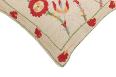 handmade Traditional Pillow Beige Red Hand-Woven SQUARE 100% WOOL Handmade pillow