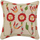 handmade Traditional Pillow Beige Red Hand-Woven SQUARE 100% WOOL Handmade pillow