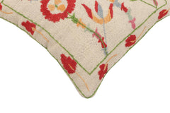 handmade Traditional Pillow Beige Red Hand-Woven SQUARE 100% WOOL Handmade pillow