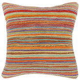 handmade Modern Pillow Rust Blue Hand-Woven SQUARE 100% WOOL Hand woven turkish pillow 2 x 2
