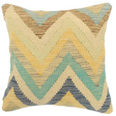 handmade Modern Pillow Blue Beige Hand-Woven SQUARE 100% WOOL Hand woven turkish pillow 2 x 2