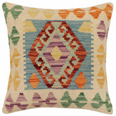 handmade Traditional Pillow Blue Rust Hand-Woven SQUARE 100% WOOL Hand woven turkish pillow2 x 2