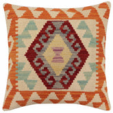 handmade Traditional Pillow Red Rust Hand-Woven SQUARE 100% WOOL Hand woven turkish pillow 2 x 2