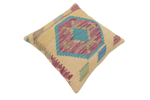 handmade Traditional Pillow Blue Gray Hand-Woven SQUARE 100% WOOL Hand woven turkish pillow2 x 2
