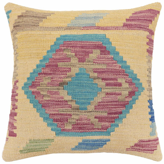 handmade Traditional Pillow Blue Gray Hand-Woven SQUARE 100% WOOL Hand woven turkish pillow2 x 2