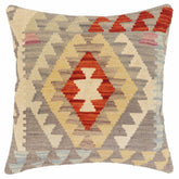 handmade Traditional Pillow Gray Rust Hand-Woven SQUARE 100% WOOL Hand woven turkish pillow2 x 2
