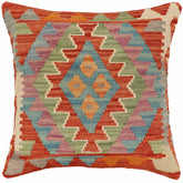 handmade Traditional Pillow Rust Blue Hand-Woven SQUARE 100% WOOL Hand woven turkish pillow2 x 2