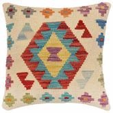 handmade Traditional Pillow Beige Red Hand-Woven SQUARE 100% WOOL Hand woven turkish pillow2 x 2