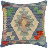 handmade Traditional Pillow Blue Rust Hand-Woven SQUARE 100% WOOL Hand woven turkish pillow2 x 2