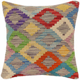 handmade Traditional Pillow Blue Red Hand-Woven SQUARE 100% WOOL Hand woven turkish pillow2 x 2