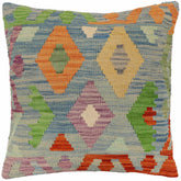 handmade Traditional Pillow Blue Rust Hand-Woven SQUARE 100% WOOL Hand woven turkish pillow2 x 2