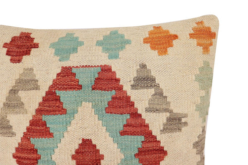 handmade Traditional Pillow Beige Red Hand-Woven SQUARE 100% WOOL Hand woven turkish pillow2 x 2
