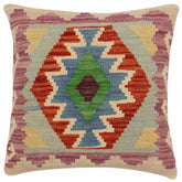 handmade Traditional Pillow Rust Blue Hand-Woven SQUARE 100% WOOL Hand woven turkish pillow2 x 2