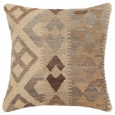 handmade Traditional Pillow Beige Gray Hand-Woven SQUARE 100% WOOL Hand woven turkish pillow2 x 2