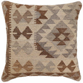 handmade Traditional Pillow Beige Gray Hand-Woven SQUARE 100% WOOL Hand woven turkish pillow2 x 2
