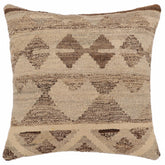 handmade Traditional Pillow Beige Brown Hand-Woven SQUARE 100% WOOL Hand woven turkish pillow2 x 2