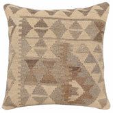 handmade Traditional Pillow Beige Gray Hand-Woven SQUARE 100% WOOL Hand woven turkish pillow2 x 2