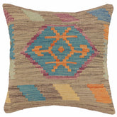 handmade Traditional Pillow Blue Gray Hand-Woven SQUARE 100% WOOL Hand woven turkish pillow2 x 2