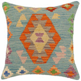 handmade Traditional Pillow Blue Rust Hand-Woven SQUARE 100% WOOL Hand woven turkish pillow2 x 2