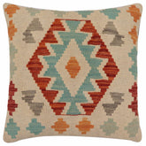 handmade Traditional Pillow Beige Rust Hand-Woven SQUARE 100% WOOL Hand woven turkish pillow2 x 2