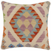 handmade Traditional Pillow Beige Rust Hand-Woven SQUARE 100% WOOL Hand woven turkish pillow2 x 2
