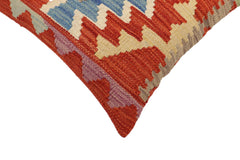 handmade Traditional Pillow Rust Blue Hand-Woven SQUARE 100% WOOL Hand woven turkish pillow 3 x 5
